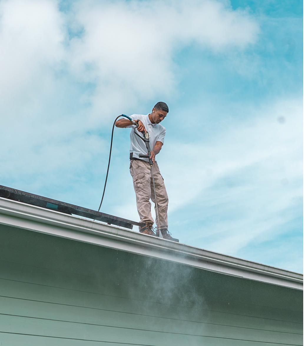 Roof pressure washing for catchment systems Hawaii