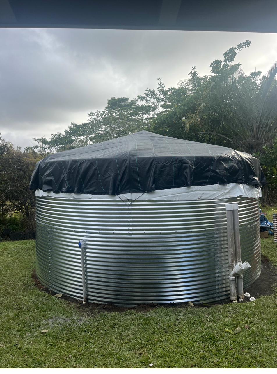 Completed catchment tank installation Puna Hawaii